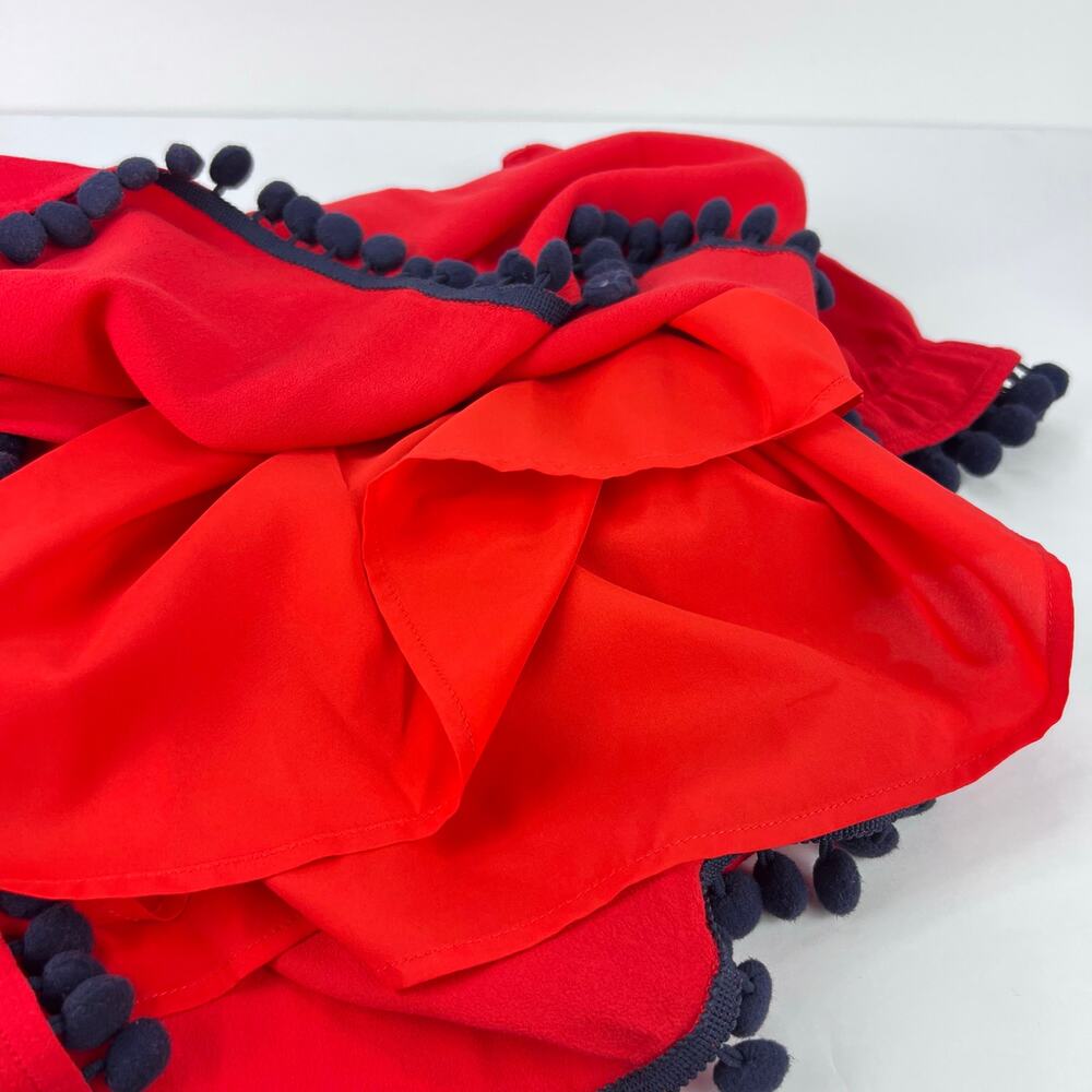 Sts Sail To Sable Red Smocked Flutter Sleeve Pom … - image 5